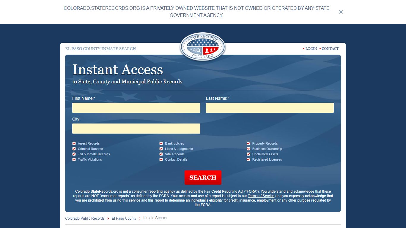 El Paso County, Colorado Inmate Search | StateRecords.org